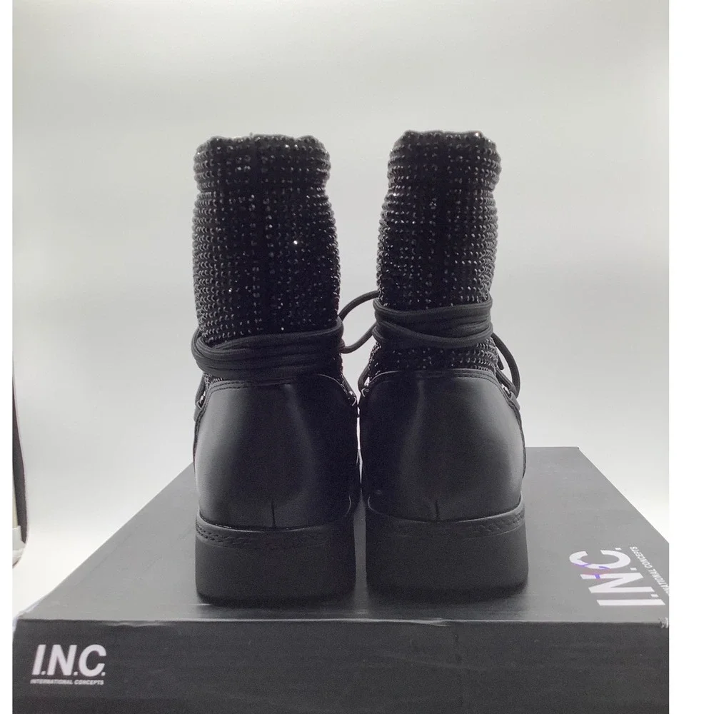 INC International Concepts Brooklynne‎ Black Rhinestone Snow Boots Womens 6M NEW